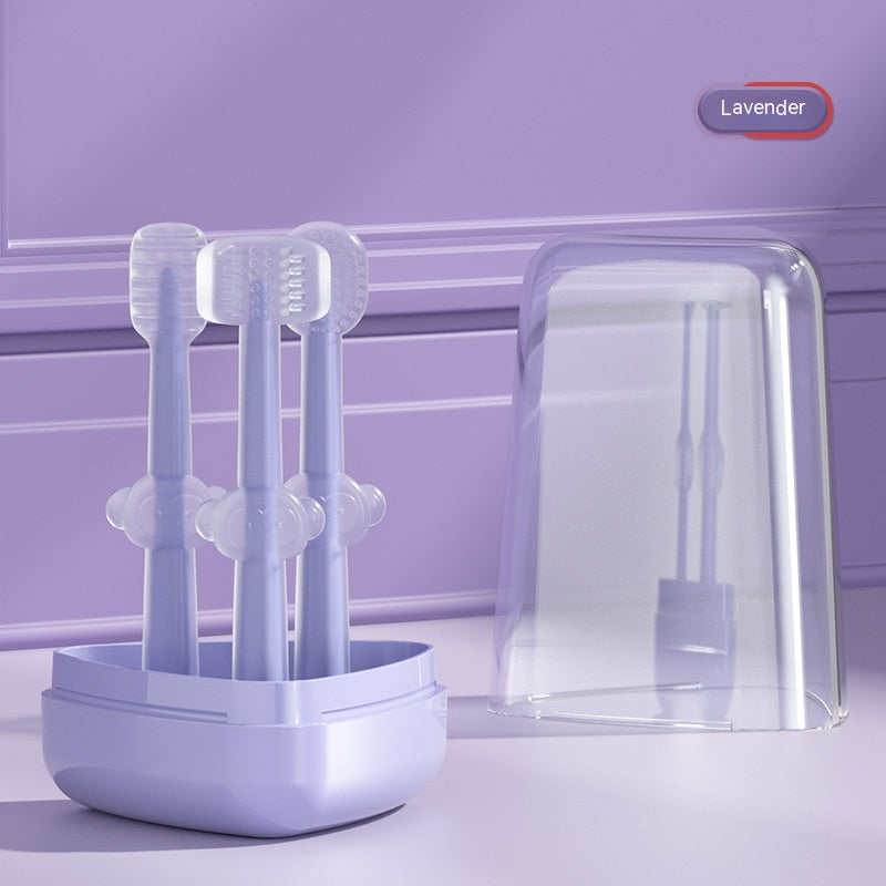 Baby Oral Cleaning Set with 3 Silicone Brushes & Case