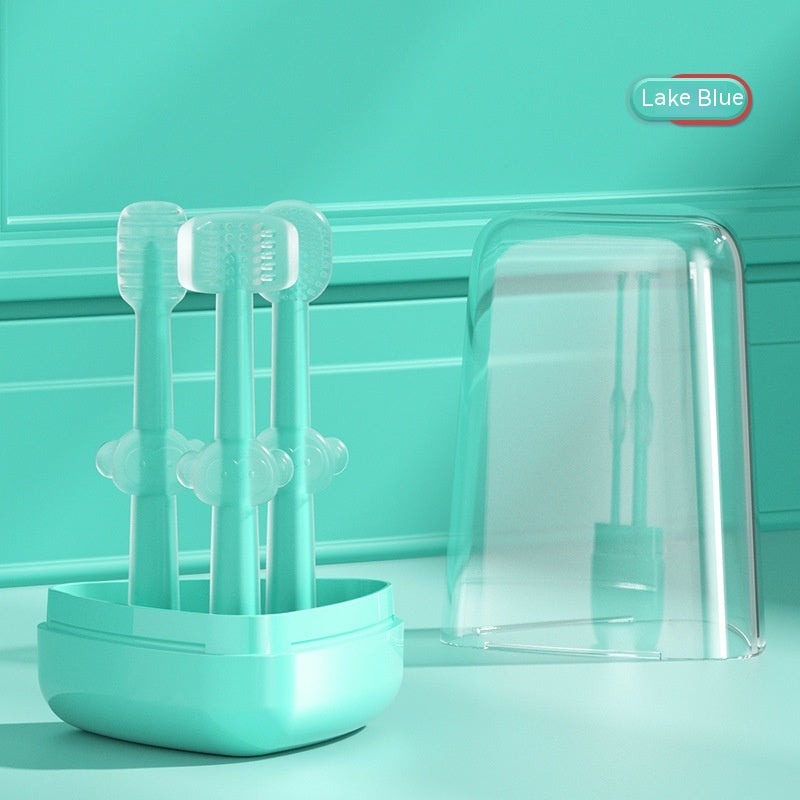 Baby Oral Cleaning Set with 3 Silicone Brushes & Case