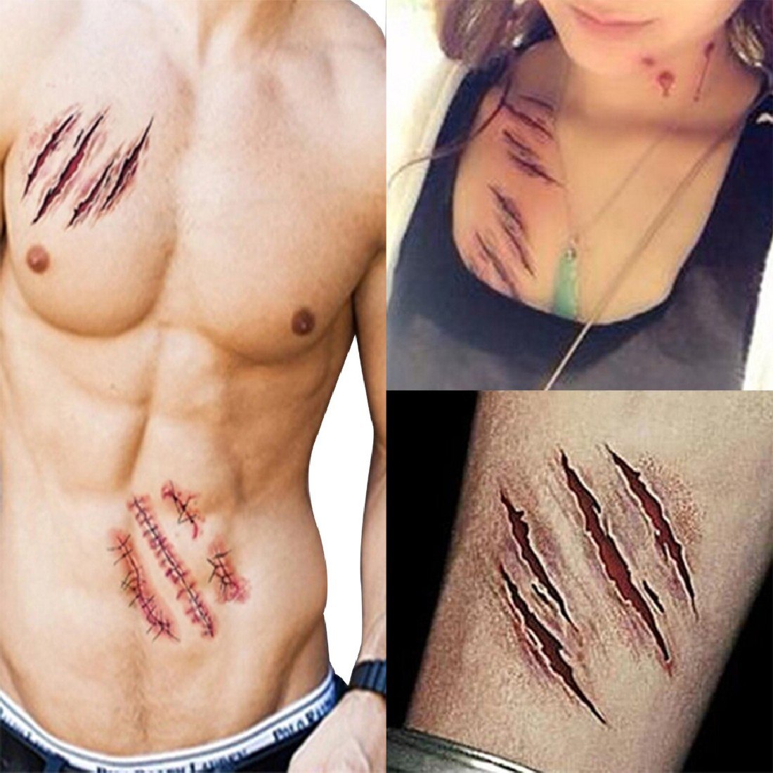 Halloween Scar Temporary Tattoo Stickers