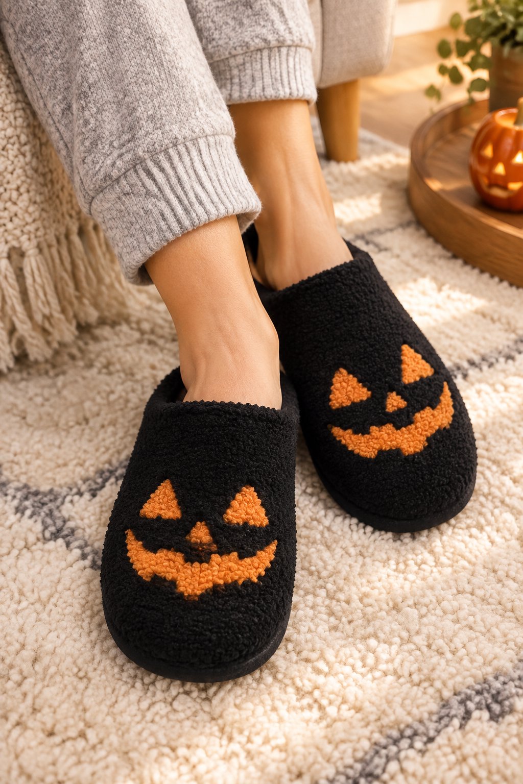 Adult wearing the slippers at home