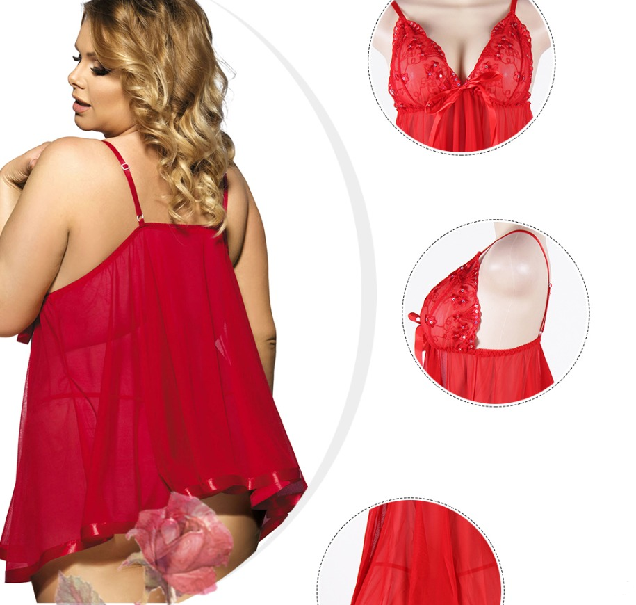 Plus Size Lace Babydoll Lingerie Dress
