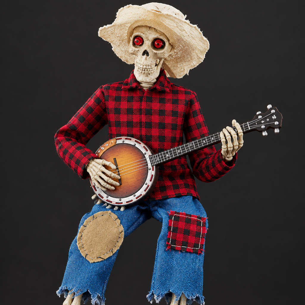 Close-up skeleton banjo detail