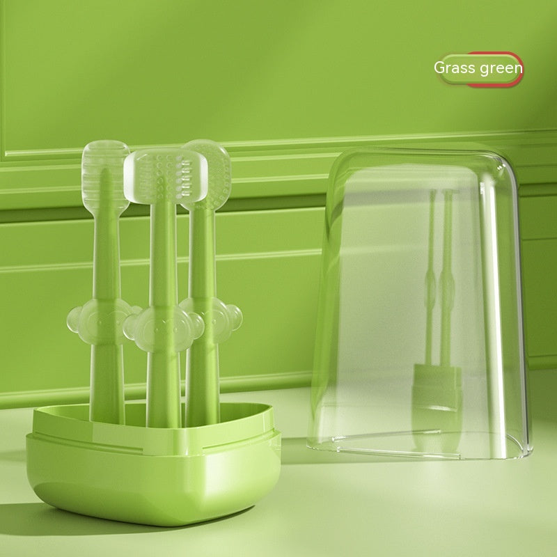 Baby Oral Cleaning Set with 3 Silicone Brushes & Case