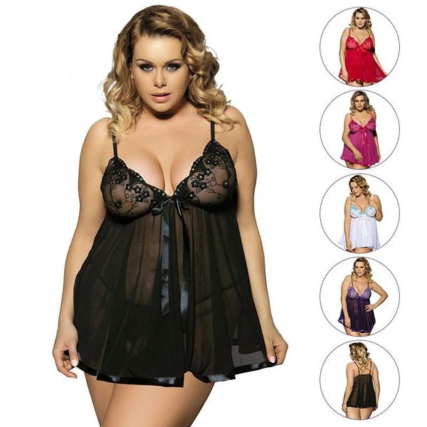 Plus Size Lace Babydoll Lingerie Dress