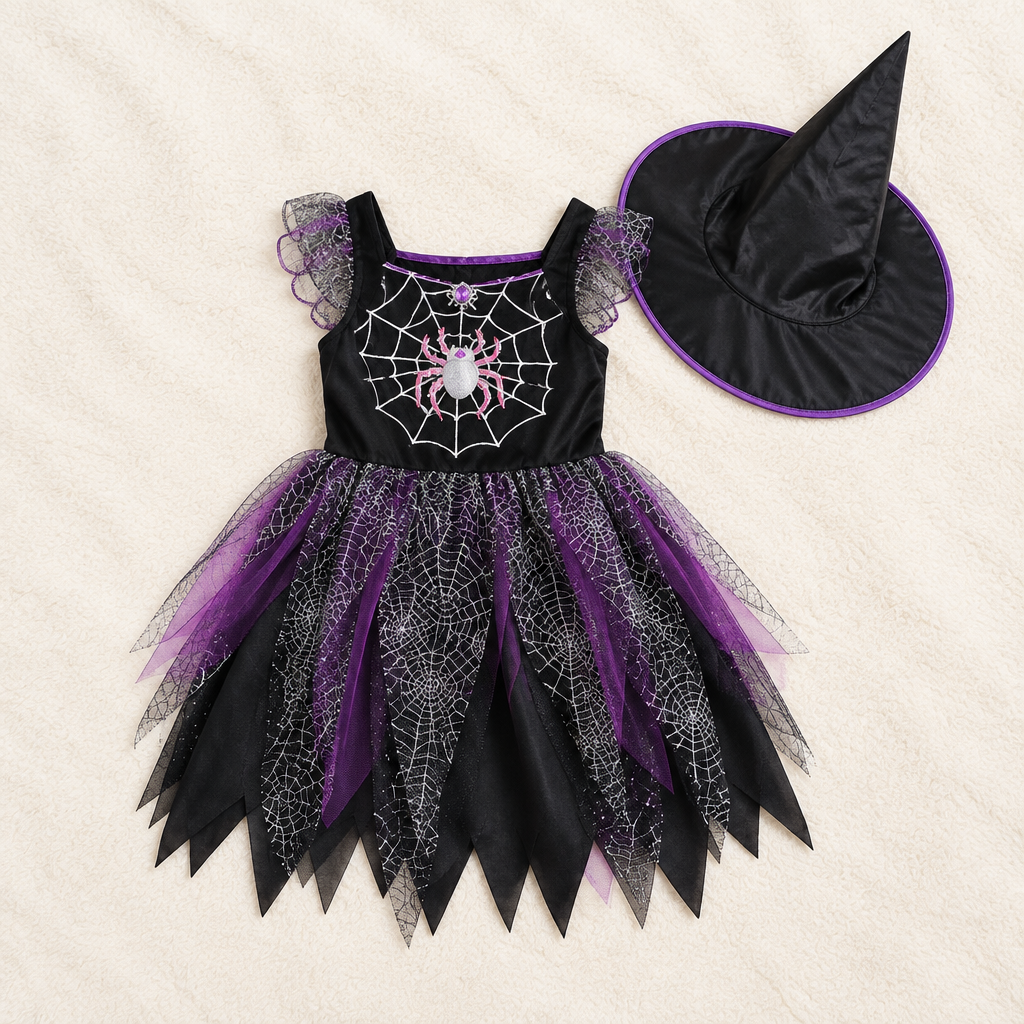 Flat-lay witch costume product photo