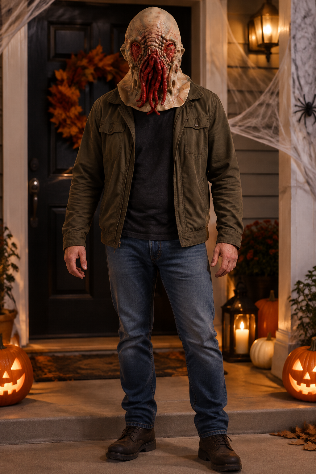 Full-length Halloween doorway photo