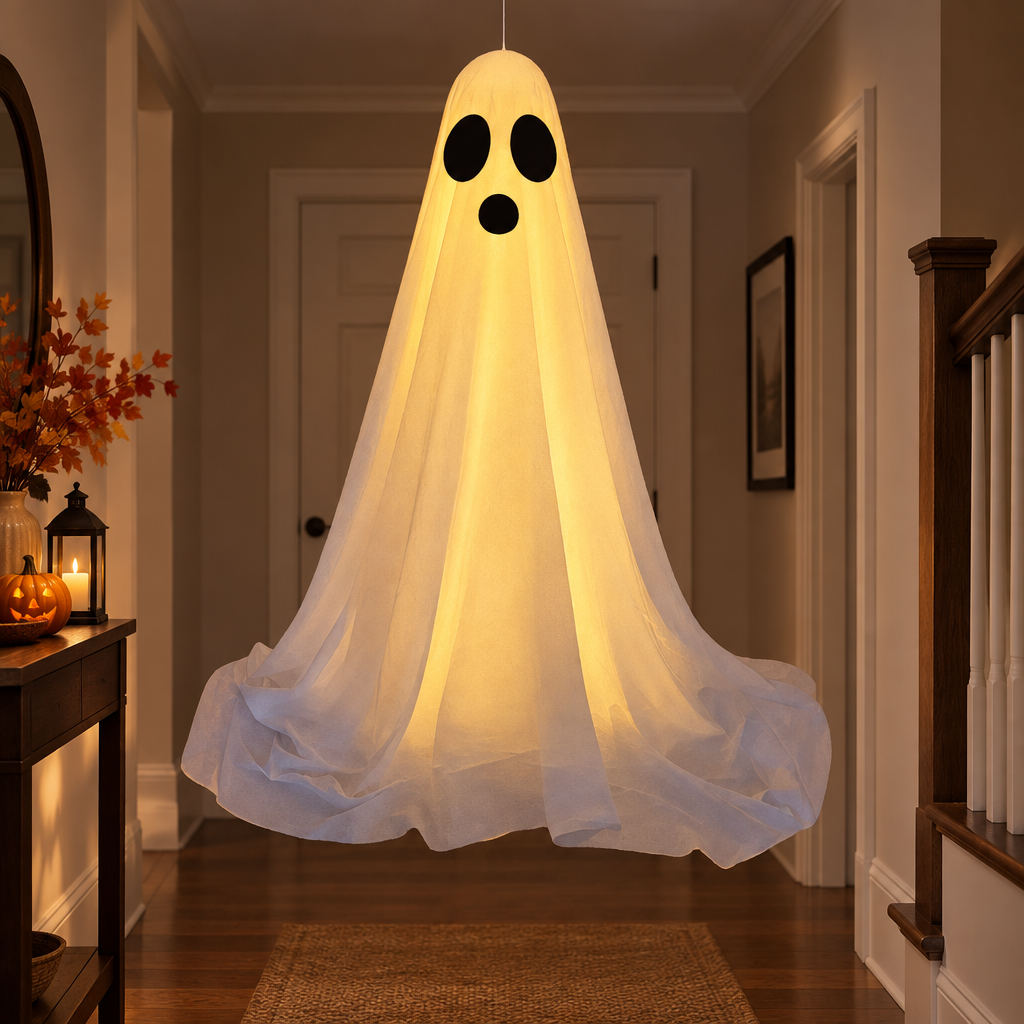 Ghost decoration in a hallway